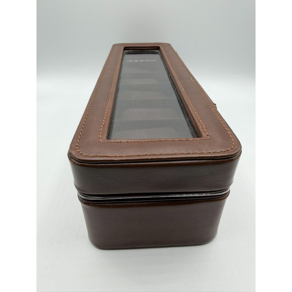 Berkshire Vintage Brown Leather Watch Case - 6 Slot Collector Box - Rare - Picture 13 of 16